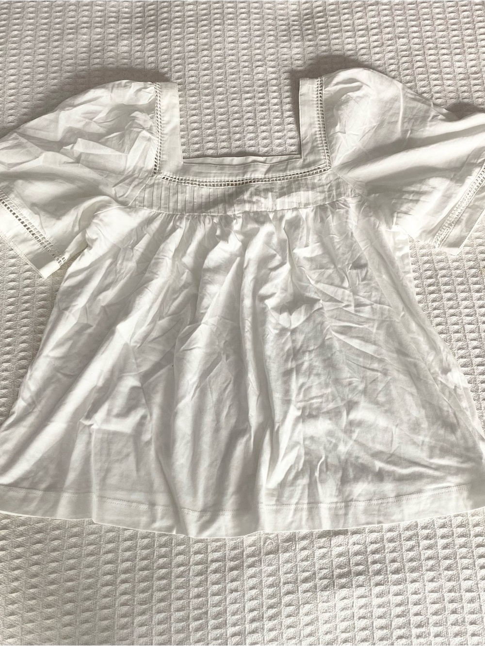 Elie Tahari White Voile Eyelet square neck Top small